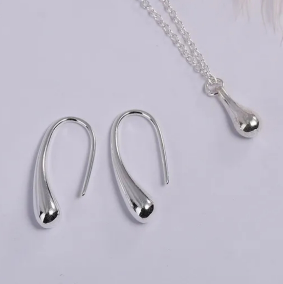 925 Sterling Silver Waterdrop Jewelry Set Bracelet Necklace Earrings Ring - Picture 16 of 16